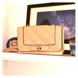 Nude Quilted Crossbody Bag